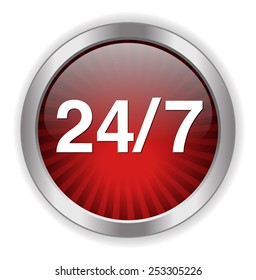 Service and support icon /  24 hours   7 days  button