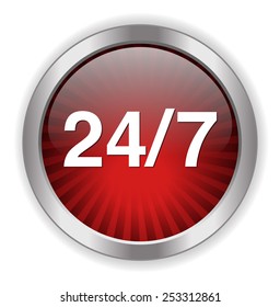 Service and support icon /  24 hours   7 days  button