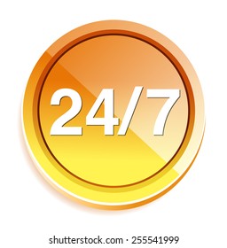 Service and support icon /  24 hours   7 days  button