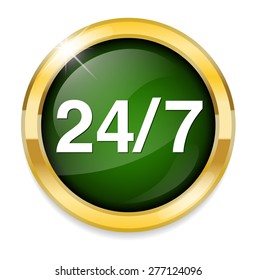 Service and support icon /  24 hours   7 days  button