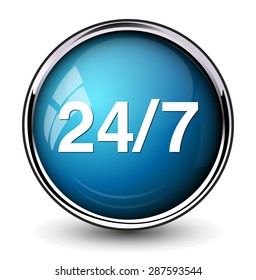 Service and support icon /  24 hours   7 days  button