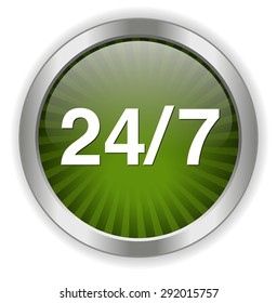 Service and support icon /  24 hours   7 days  button