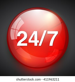 Service and support icon /  24 hours   7 days  button