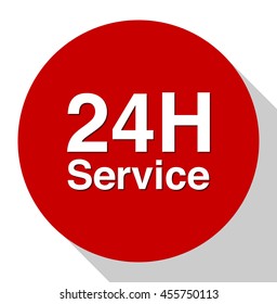 Service and support icon /  24 hours   7 days  button
