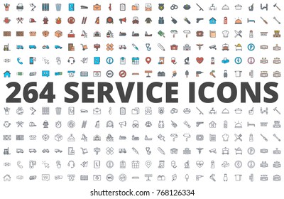 Service support icon colored and line pack