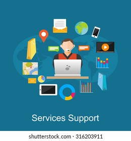 Service support illustration. Flat design illustration concepts for customer support, technical support, consulting, service.
