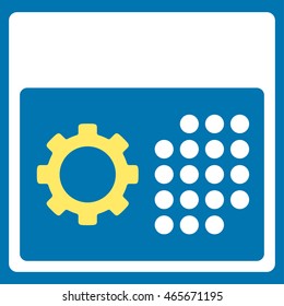 Service Syllabus vector icon. Style is bicolor flat symbol, yellow and white colors, rounded angles, blue background.
