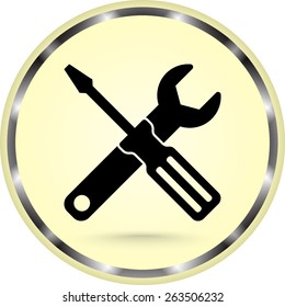 Service symbol. Hammer with wrench sign icon, vector illustration. Flat design style 