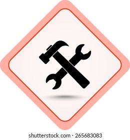 Service symbol. Hammer with wrench sign icon, vector illustration. Flat design style 