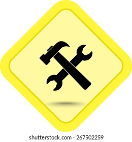 Service symbol. Hammer with wrench sign icon, vector illustration. Flat design style 