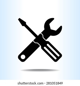 Service symbol. Hammer with wrench sign icon, vector illustration. Flat design style 