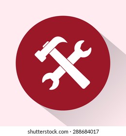 Service symbol. Hammer with wrench sign icon, vector illustration. Flat design style 