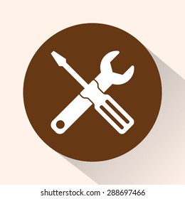 Service symbol. Hammer with wrench sign icon, vector illustration. Flat design style 