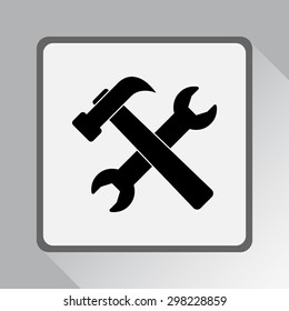 Service symbol. Hammer with wrench sign icon, vector illustration. Flat design style 