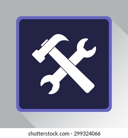 Service symbol. Hammer with wrench sign icon, vector illustration. Flat design style 