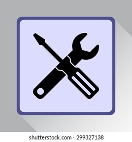 Service symbol. Hammer with wrench sign icon, vector illustration. Flat design style 