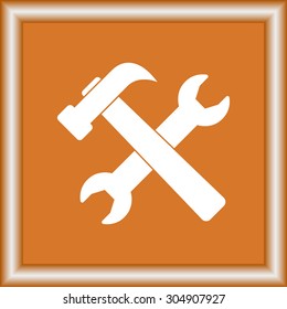 Service symbol. Hammer with wrench sign icon, vector illustration. Flat design style 