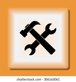 Service symbol. Hammer with wrench sign icon, vector illustration. Flat design style 