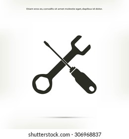 Service symbol. Hammer with wrench sign icon, vector illustration