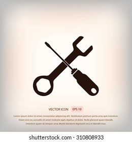 Service symbol. Hammer with wrench sign icon, vector illustration
