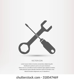 Service symbol. Hammer with wrench sign icon, vector illustratio