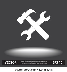 Service symbol. Hammer with wrench sign icon, vector illustration. Flat design style 