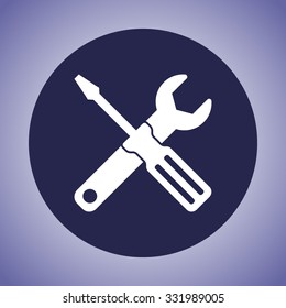 Service symbol. Hammer with wrench sign icon, vector illustration. Flat design style 