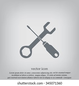 Service symbol. Hammer with wrench sign icon, vector illustratio