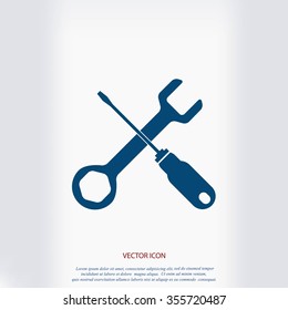 Service symbol. Hammer with wrench sign icon, vector illustratio