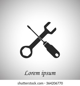Service symbol. Hammer with wrench sign icon, vector illustratio