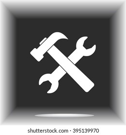 Service symbol. Hammer with wrench sign icon, vector illustration. Flat design style 