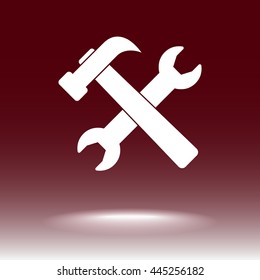 Service symbol. Hammer with wrench sign icon, vector illustration. Flat design style 