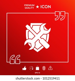 Service symbol icon - shield with screwdriver and wrench