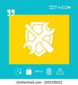 Service symbol icon - shield with screwdriver and wrench