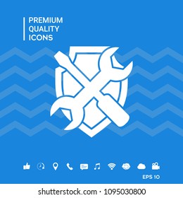 Service symbol icon - shield with screwdriver and wrench