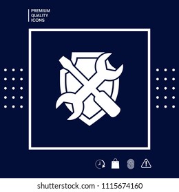 Service symbol icon - shield with screwdriver and wrench
