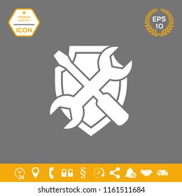 Service symbol icon - shield with screwdriver and wrench