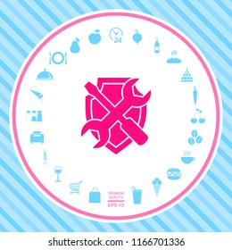 Service symbol icon - shield with screwdriver and wrench