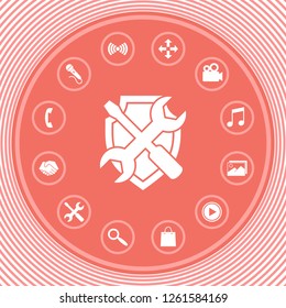 Service symbol icon - shield with screwdriver and wrench. Graphic elements for your design