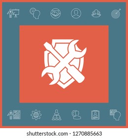 Service symbol icon - shield with screwdriver and wrench. Graphic elements for your design
