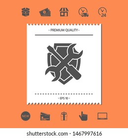 Service symbol icon - shield with screwdriver and wrench. Graphic elements for your design