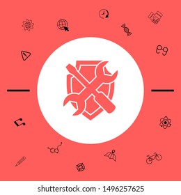 Service symbol icon - shield with screwdriver and wrench. Graphic elements for your design