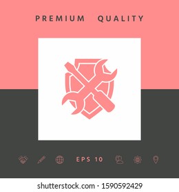 Service symbol icon - shield with screwdriver and wrench. Graphic elements for your design