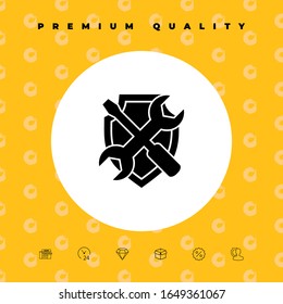 Service symbol icon - shield with screwdriver and wrench. Graphic elements for your design