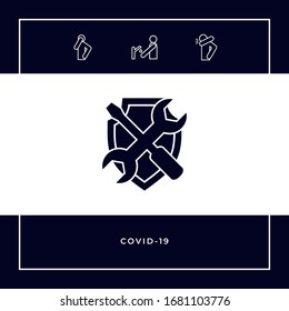 Service symbol icon - shield with screwdriver and wrench. Graphic elements for your design