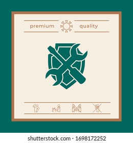Service symbol icon - shield with screwdriver and wrench. Graphic elements for your design