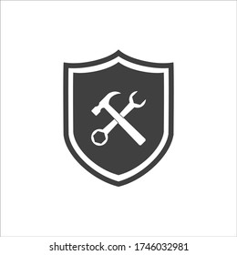 Service symbol icon - shield with screwdriver and wrench. Graphic elements for your design. EPS10
