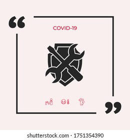 Service symbol icon - shield with screwdriver and wrench. Graphic elements for your design