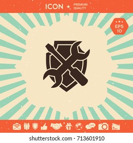 Service symbol icon - shield with screwdriver and wrench