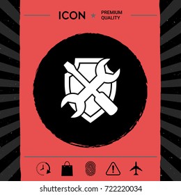 Service symbol icon - shield with screwdriver and wrench